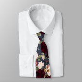 PixDezine H2 Blume Burgundy Blush Rose Marine Krawatte (Gebunden)