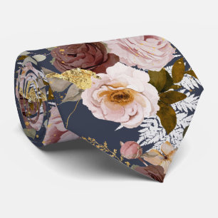 PixDezine H2 Blume Burgundy Blush Rose Marine Krawatte