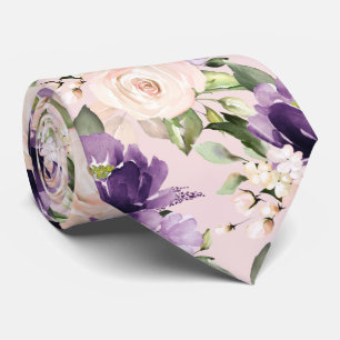 PixDezine H2 Blumen Aubergine Blush Rosen Ne Krawatte