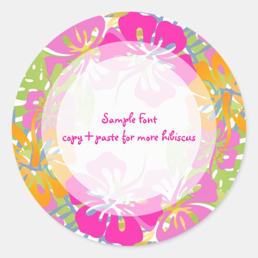 PixDezine Hibiskus lei/DIY Hintergrundfarbe Runder Aufkleber (Vorderseite)