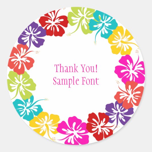 PixDezine Hibiskus lei/DIY Hintergrundfarbe Runder Aufkleber (Vorderseite)