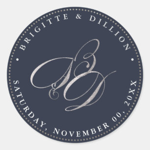 PixDezine-Imitat Silver Monogram (A-Z) Runder Aufkleber