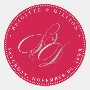 PixDezine-Imitat Silver Monogram (A-Z) Runder Aufkleber