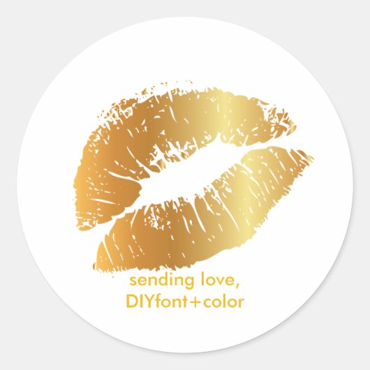 PixDezine kiss/goldene Lippen Runder Aufkleber (Vorderseite)