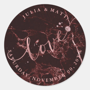 PixDezine Liebe Marmor/Faux Roségold Runder Aufkleber