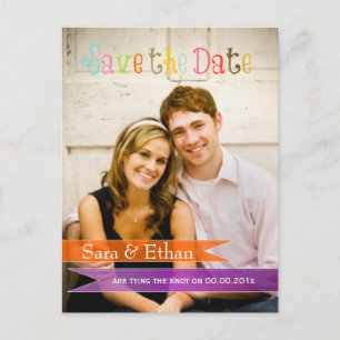 PixDezine lila+orange Save-the-Date-Karte Ankündigungspostkarte