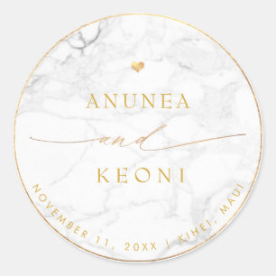 PixDezine Marble Imitate Goldenes Herz Klassischer Runder Aufkleber