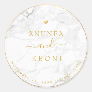 PixDezine Marble Imitate Goldenes Herz Runder Aufkleber