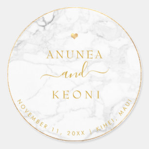 PixDezine Marmor Faux Gold Herz Runder Aufkleber