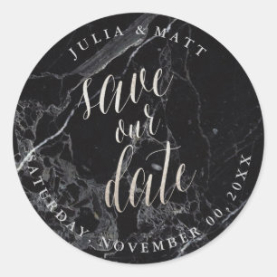 PixDezine Marmor Save the Date/Faux Silber Runder Aufkleber