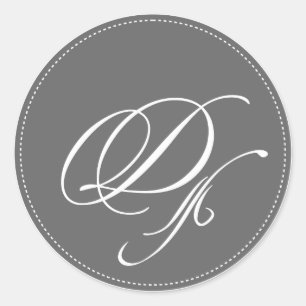 PixDezine Monogramm D, DIY-Hintergrundfarbe Runder Aufkleber