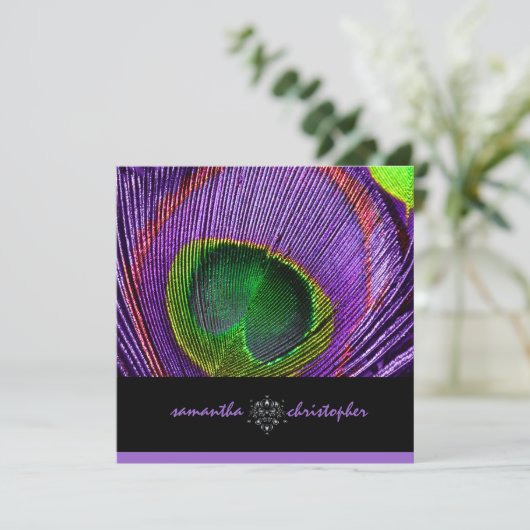 PixDezine Psychedelic Peacock fether Einladung (Stehend Vorderseite)