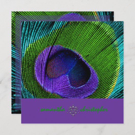 PixDezine Psychedelic Peacock fether Einladung (Vorne/Hinten)