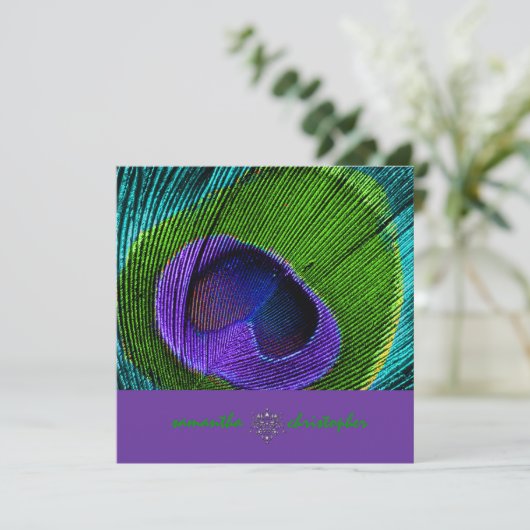 PixDezine Psychedelic Peacock fether Einladung (Stehend Vorderseite)