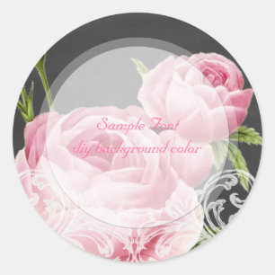 PixDezine rosa Vintage-Rose + Schultafel Runder Aufkleber