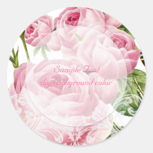 PixDezine rosa Vintage-Rosen Runder Aufkleber