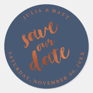 PixDezine Save the Date/Imitate Kupferfarbe/DIY Runder Aufkleber