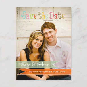 PixDezine seafoam+orange zur Hochzeit einladen Ankündigungspostkarte