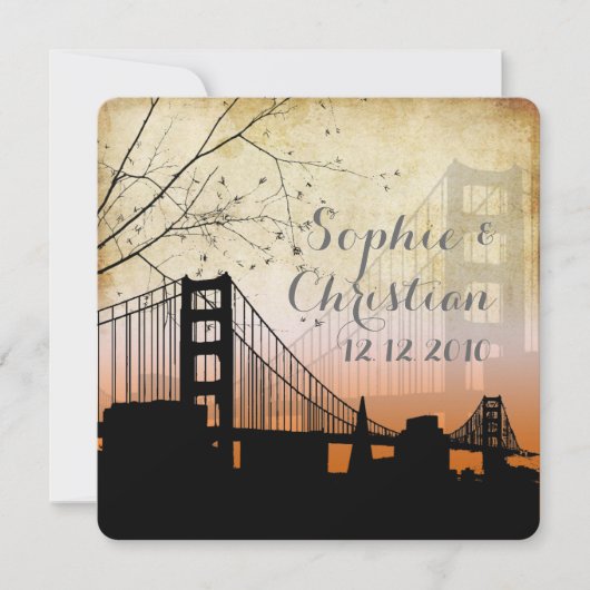 PixDezine Sonnenuntergang am Goldenen Tor/Vintag Einladung (Vorderseite)