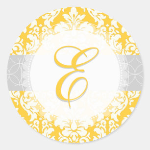 PixDezine versailles Damask/Monogramm/Dagefarben Runder Aufkleber