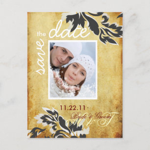 PixDezine Vintag Pearl Damask 12 Rett Date Ankündigungspostkarte