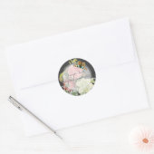 PixDezine Vintage Redouine Rose+Chalkboard Runder Aufkleber (Umschlag)