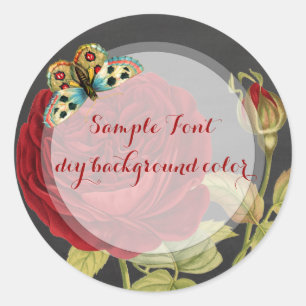 PixDezine Vintage rote Rose + Schultafel Runder Aufkleber