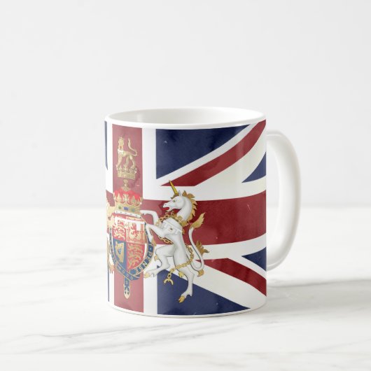 PIXDEZINE WASSERFARBE UNION JACK UND INSIGNIA KAFFEETASSE (VorderseiteRechts)