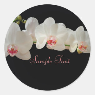 PixDezine weiße Orchidee/DIY Hintergrundfarbe Runder Aufkleber