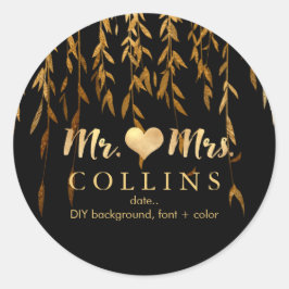 PixDezine Willow Blätter/Imitate Gold/DIY Hintergr Runder Aufkleber