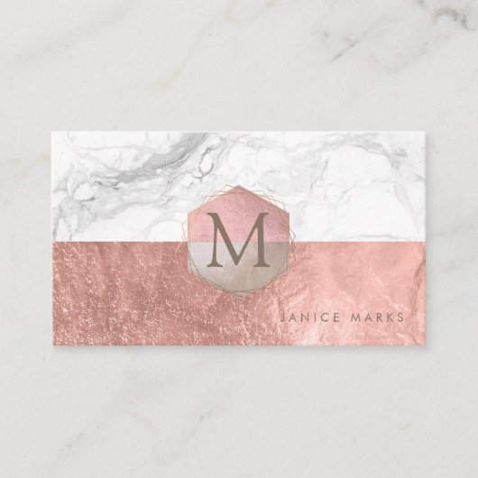 PIXDEZINEN MARBLE IMITATE ROSE GOLD+HONEYCOMB VISITENKARTE (Vorderseite)