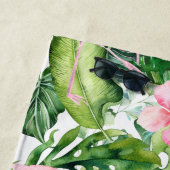 PIXDEZINEN PINK FLAMINGOS TROPICAL FOLIAGE STRANDTUCH (Beispiel)