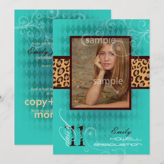 PixDezines 2011 Abschluss, Leopard Print Einladung (Vorne/Hinten)