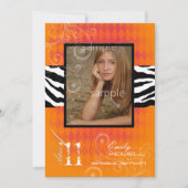 PixDezines 2011 Abschluss, Orange Harlequin+Zebra Einladung (Vorderseite)