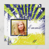 PixDezines 2011 Abschluss-/Retro-Rochen, Grunge Einladung (Vorne/Hinten)