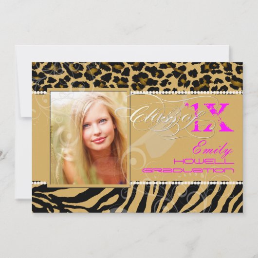 PixDezines 2012 Farben, Zebra+cheetah/DJ Einladung (Vorderseite)