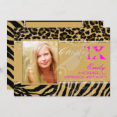 PixDezines 2012 Farben, Zebra+cheetah/DJ Einladung (Vorne/Hinten)