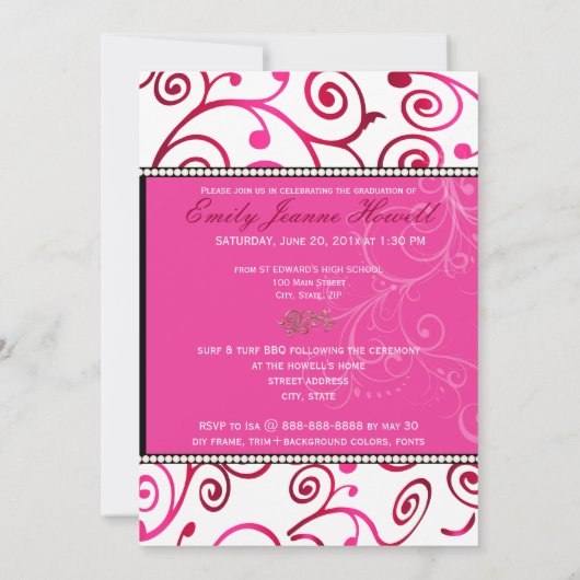 PixDezines 2012 Grads, Schokoladenfarben, wirlfarb Einladung (Rückseite)