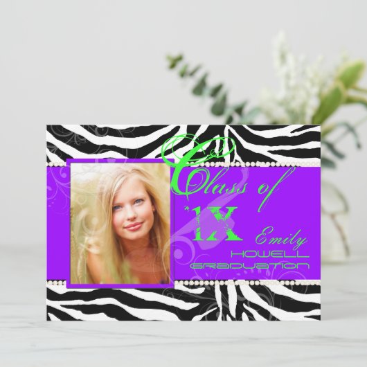 PixDezines 2012 Grads, Zebrafarben Einladung (Stehend Vorderseite)