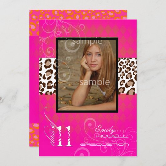 PixDezines 2012: Graduierung/Leopard/DJ-Hintergrun Einladung (Vorne/Hinten)