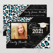 PixDezines 2014 Grads, Leopardenfarben Einladung (Vorne/Hinten)