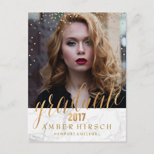 PixDezines 2017 Graduate Fotos/Imitate Metallic Go Ankündigungspostkarte (Vorderseite)