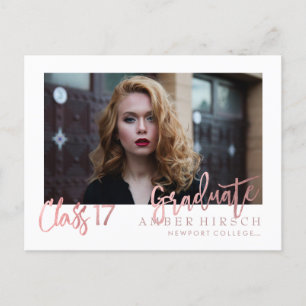 PixDezines 2017 Graduate Fotos/Imitats Rose Gold Einladungspostkarte