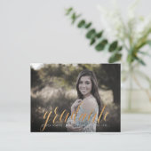 PixDezines 2019 Graduate Fotos/Imitats Metallic Go Ankündigungspostkarte (Stehend Vorderseite)