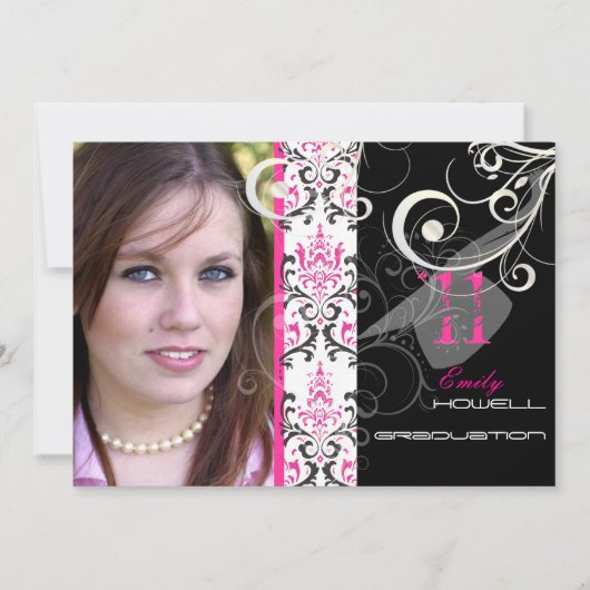 PixDezines 201x Abschluss, Rossi Damask Einladung (Vorderseite)