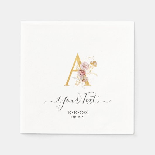 PixDezines A-Z Imitate Gold Monogram Herbstliche B Serviette (Vorderseite)