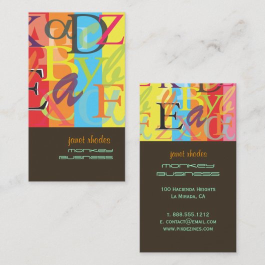 PixDezines ABC, griechische Alpha Visitenkarte (Vorne/Hinten)