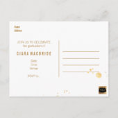 PixDezines Abschluss/Imitats Gold Schriftart Ankündigungspostkarte (Rückseite)