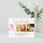 PixDezines Abschluss/Imitats Gold Schriftart Ankündigungspostkarte (Stehend Vorderseite)