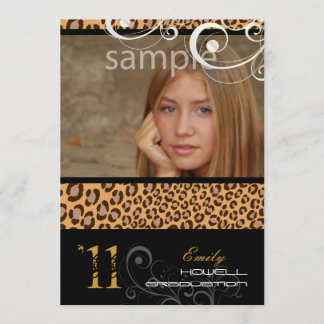 PixDezines Abschluss, Leopard Print Einladung